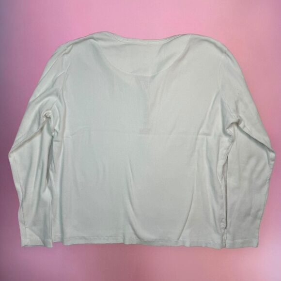 90s white long sleeve Henley button up shirt🎀 - Picture 6 of 8